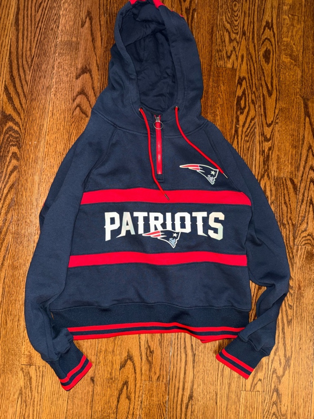 NFL Navy Hoodie with Red Trim and Zipper